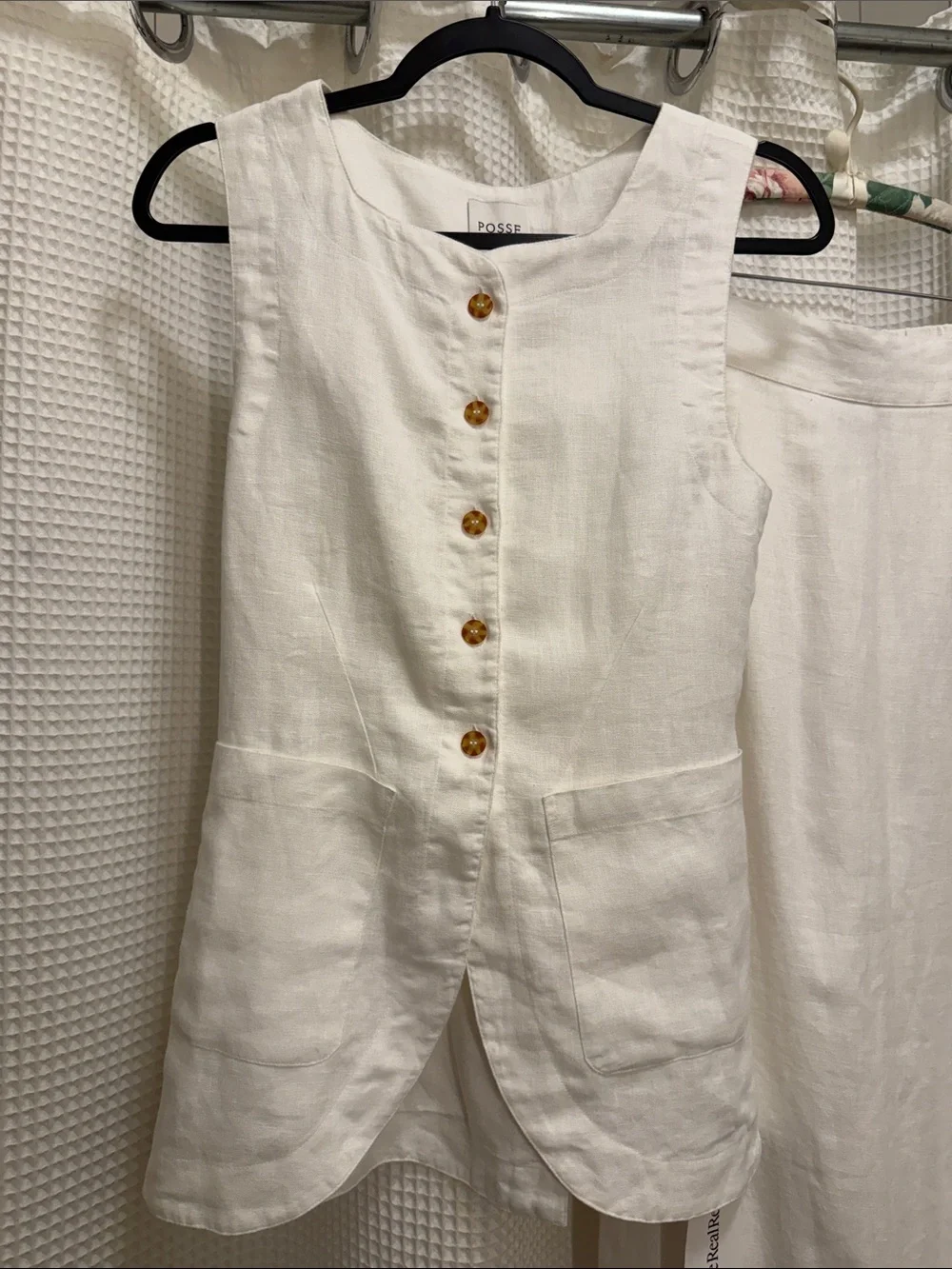 NWT POSSE Emma Linen Vest and Skirt Two-Piece Matching Set